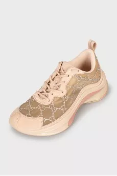 Mesh sneakers with rhinestones