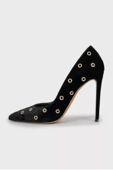 Velvet stiletto pumps