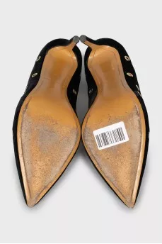 Velvet stiletto pumps