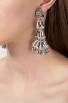Silver Earrings-clips from beads with tag