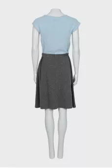 Grey-blue dress with belt
