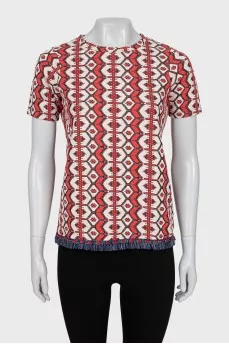 T-shirt with tassels in print