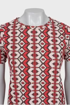 T-shirt with tassels in print