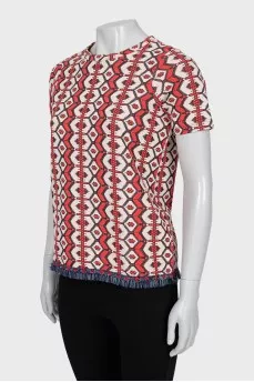 T-shirt with tassels in print