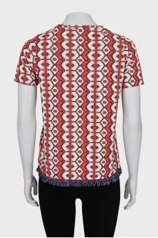 T-shirt with tassels in print