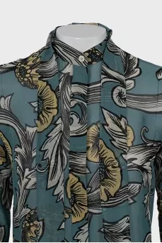 Printed blouse with ties
