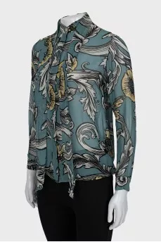 Printed blouse with ties