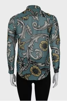 Printed blouse with ties