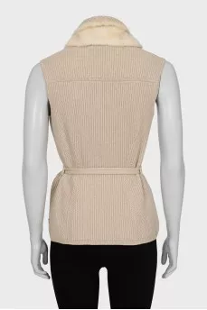 Cashmere vest with fur