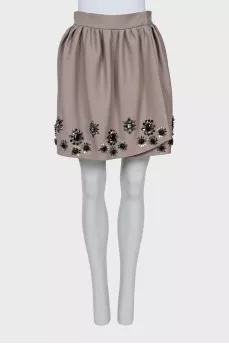 Skirt with crystal flowers
