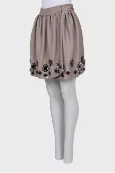 Skirt with crystal flowers