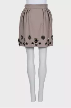 Skirt with crystal flowers