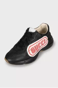 Men's leather sneakers with brand logo