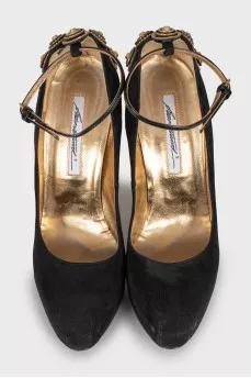 Suede shoes with decor and straps