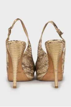 Gold leather heeled sandals