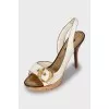 Leather sandals with gold buckles