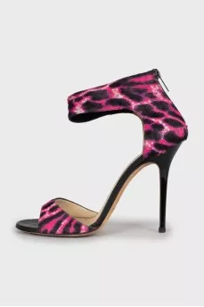 Animal print pony skin sandals