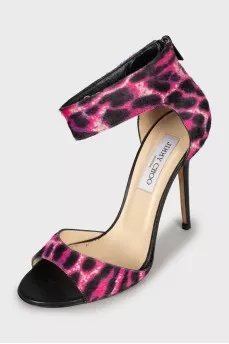 Animal print pony skin sandals