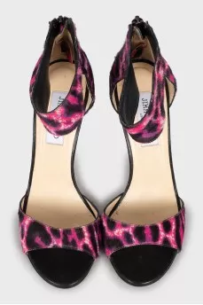 Animal print pony skin sandals