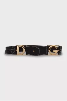 Brown leather belt with buckle
