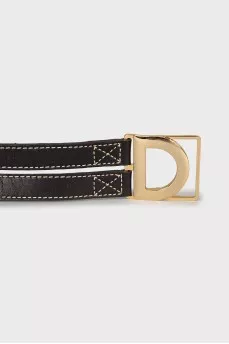 Brown leather belt with buckle