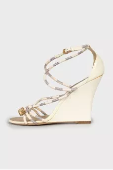 White wedge sandals