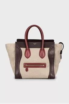 Bag made of textile and leather