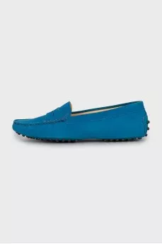 Blue suede moccasins