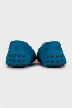 Blue suede moccasins