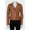 Fitted brown leather jacket