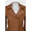 Fitted brown leather jacket
