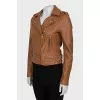 Fitted brown leather jacket