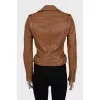Fitted brown leather jacket