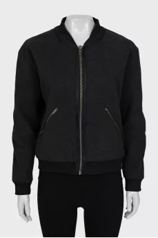 Black bomber jacket with zipper
