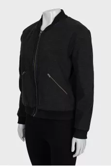 Black bomber jacket with zipper