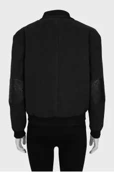 Black bomber jacket with zipper