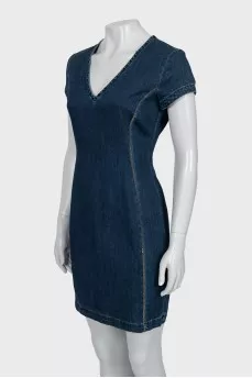 Denim v-neck dress