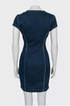 Denim v-neck dress