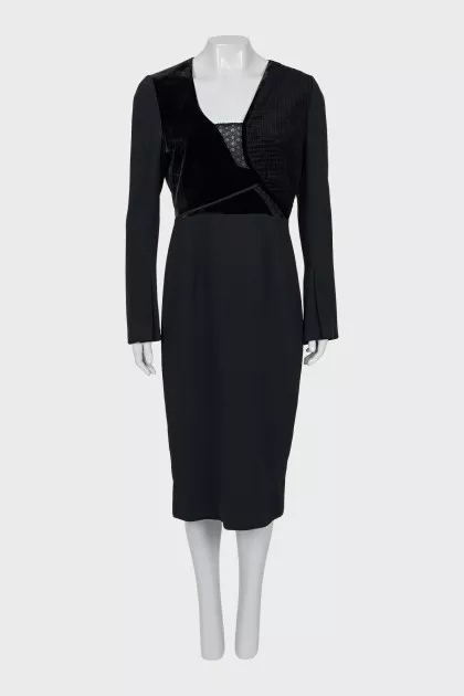 Sheath dress with lace insert