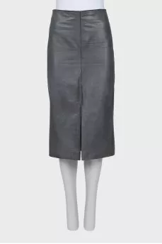 Straight cut leather skirt