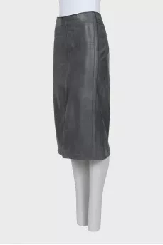 Straight cut leather skirt