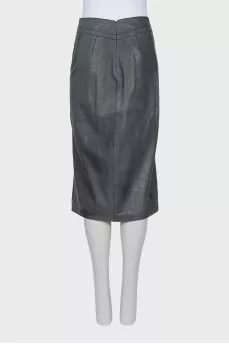 Straight cut leather skirt