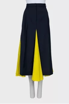 Wool skirt with silk inserts