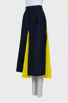 Wool skirt with silk inserts