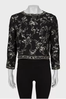 Silk blouse with rhinestones with tag