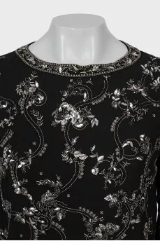 Silk blouse with rhinestones with tag