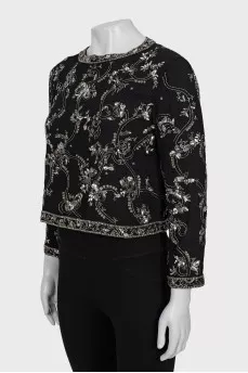 Silk blouse with rhinestones with tag