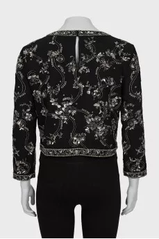 Silk blouse with rhinestones with tag