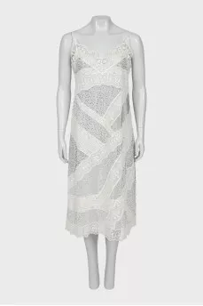 Dress decorated with embroidery and rhinestones