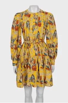 Yellow Floral Dress With Tag
